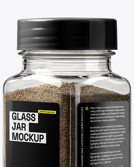 Square Spice Jar with Grounded Black Pepper Mockup