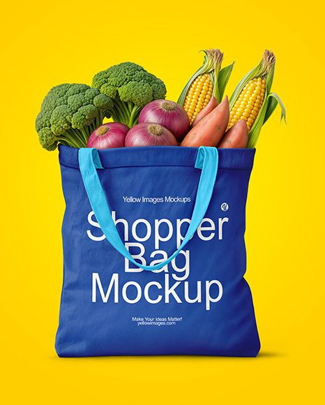 Shopper Bag with Vegetables Mockup