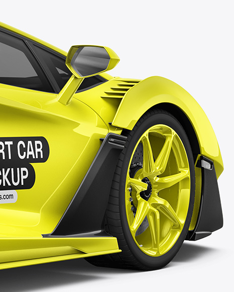 Sport Car Mockup - Back Half Side View