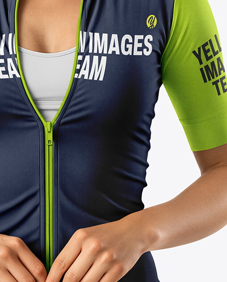 Woman Wearing Cycling Jersey and Bib Shorts Mockup