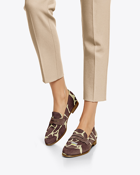 Pair of Suede Loafers on Woman's Legs Mockup - Object mockups