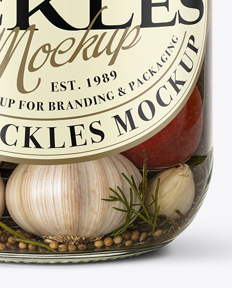 Glass Jar Filled Pickles and Pickled Tomatoes Mockup