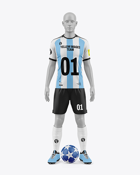 Soccer Full Kit w Mannequin Mockup - Front View - Men’s+Full+Soccer+Team+Kit+mockup+Front+View