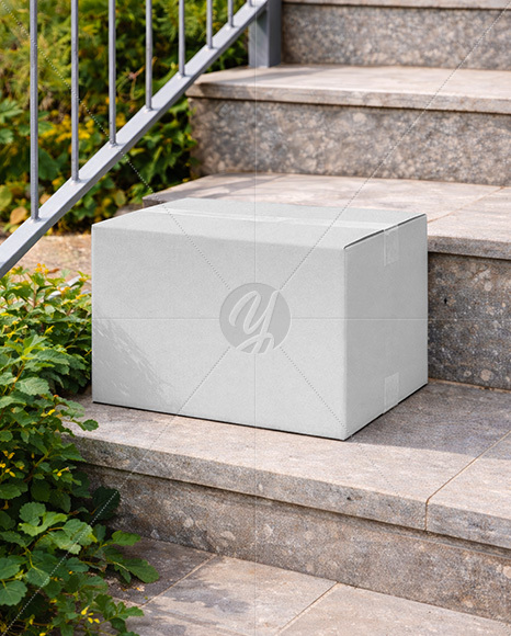 Paper Box on The Steps Mockup