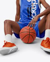 Female Basketball Player Wearing V-Neck Jersey and Shorts Mockup