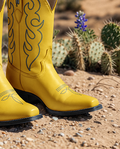 Pair of Women's Cowboy Boots Mockup