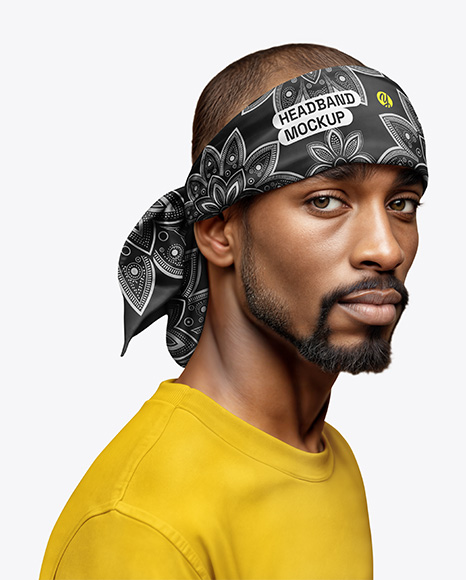 Black Man Wearing a Headband and Sweatshirt Mockup - Active+Sweatshirts+Men+Prairie+View+A