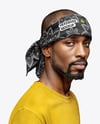 Black Man Wearing a Headband and Sweatshirt Mockup