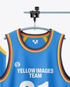 Basketball Jerseys Hanging in a Studio Mockup