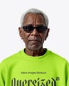 Elderly Black Man Wearing Oversize Sweatshirt and Sweatpants Mockup