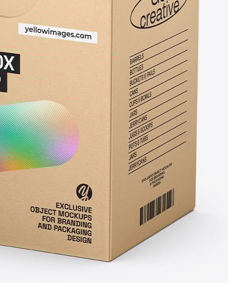 Kraft Paper Box Mockup – Half Side View (High-Angle Shot)