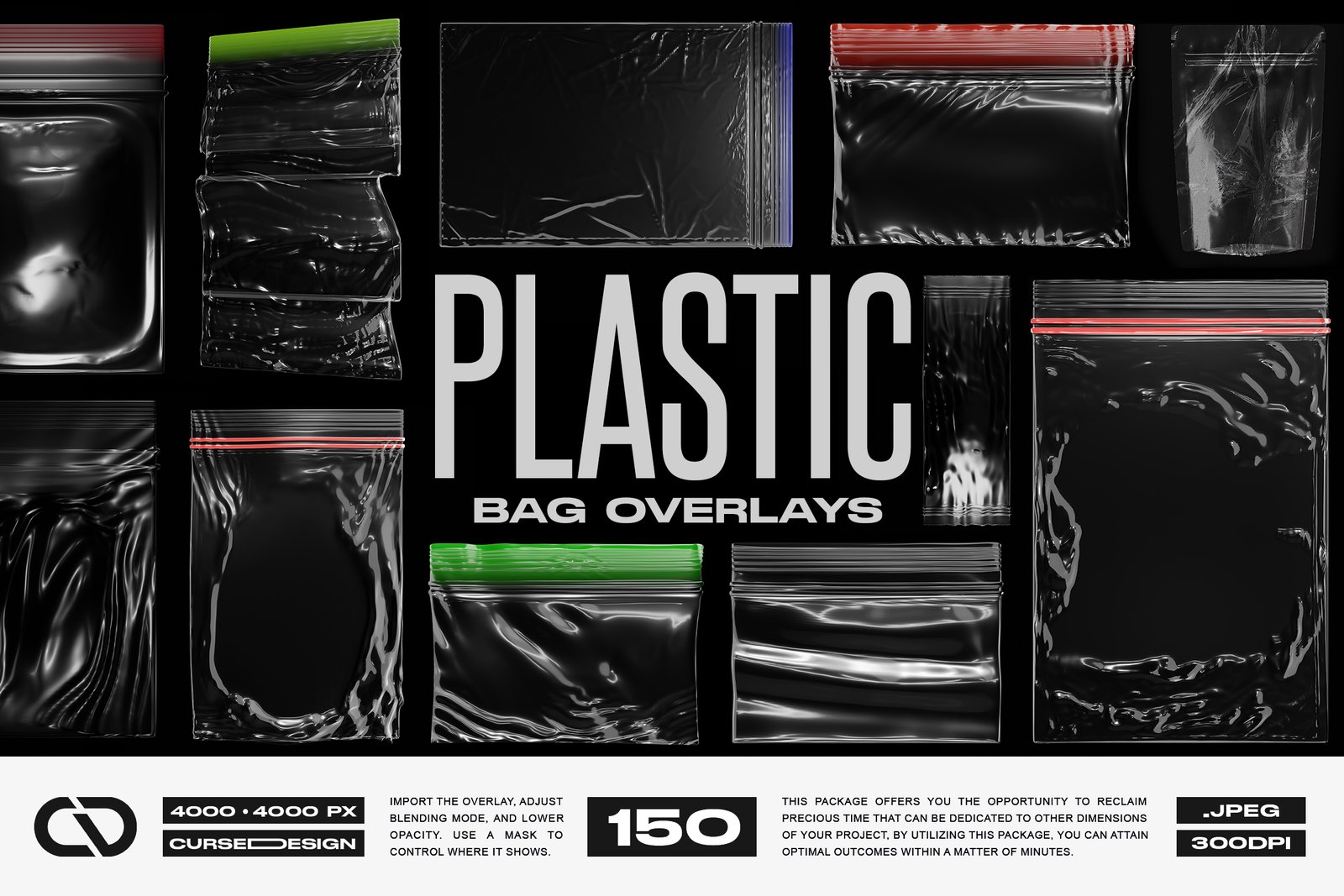150 Plastic Bag Overlays