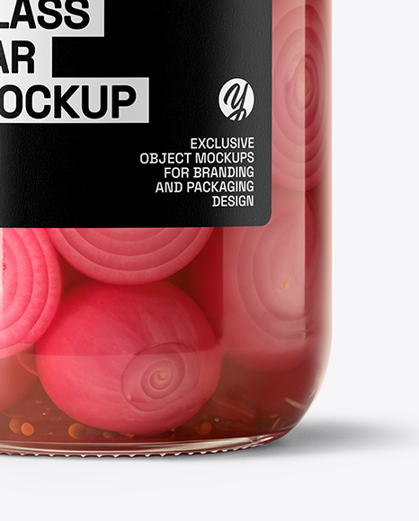Glass Jar with Red Pickled Onions Mockup