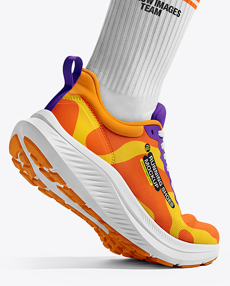 Running Shoe on Women's Leg Mockup