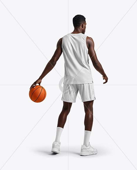 Black Man Wearing Full Basketball Kit Mockup