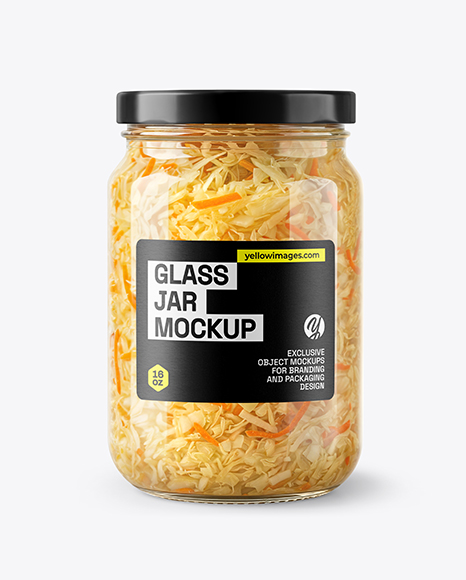 Clear Glass Jar with Sauerkraut Mockup - Mockups