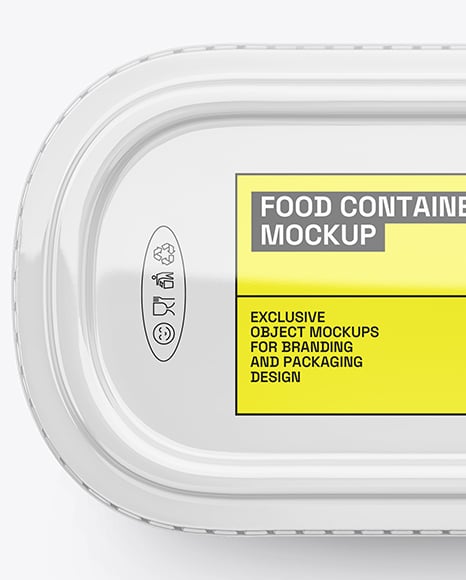 Glossy Plastic Food Container in Paper Sleeve Mockup