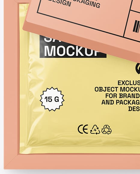 Paper Box With Sachet Mockup