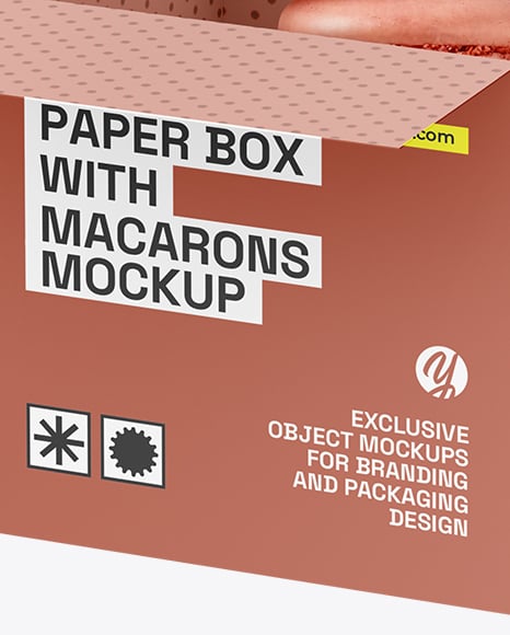 Opened Box With Macarons Mockup