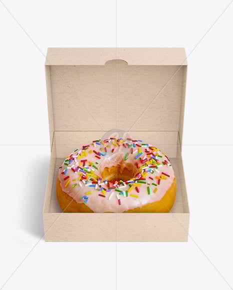 Opened Kraft Box w/ Donut Mockup