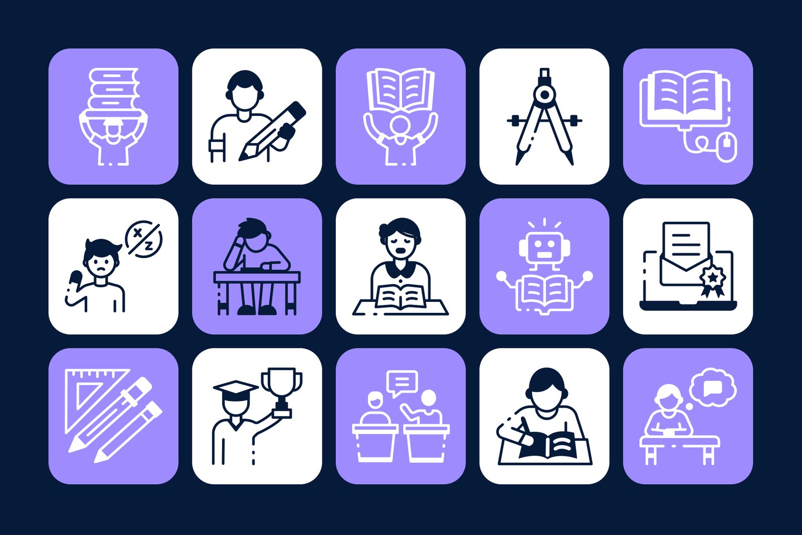 School Education Icons Set
