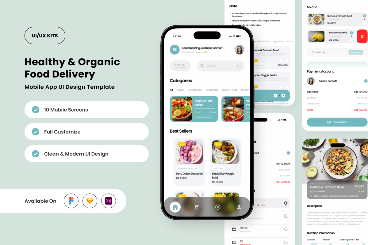 Vitaleaf – Food Delivery UI Design Template