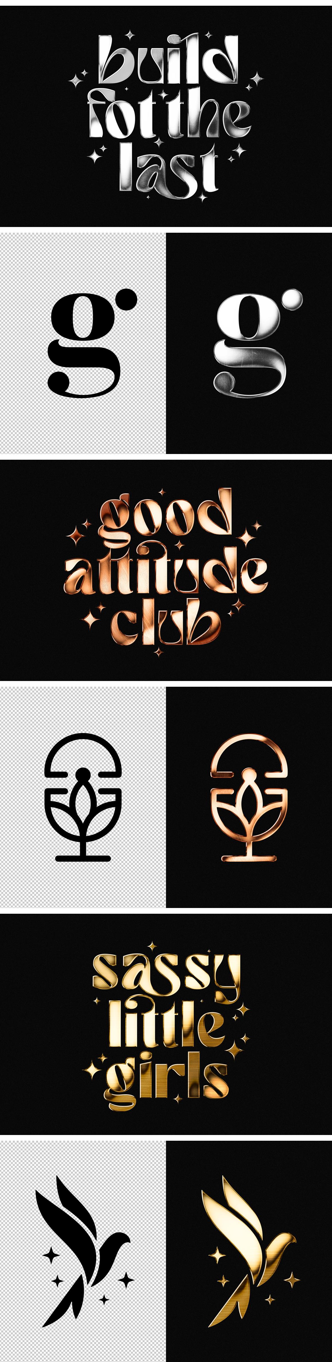 Metallic Text &amp; Logo Mockup