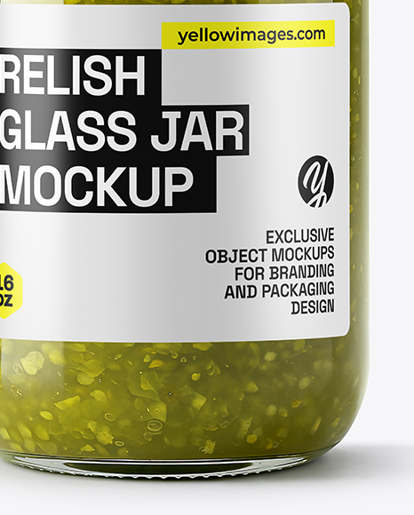 Glass Jar with Green Relish Sauce Mockup