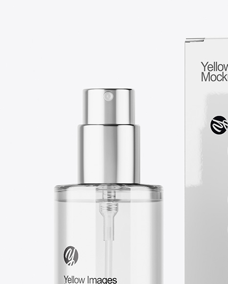 Glass Perfume Bottle with Box Mockup