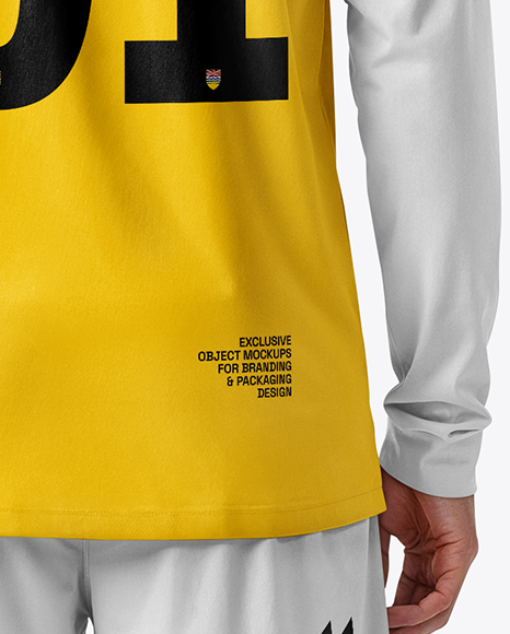Soccer Player Wearing Raglan Long Sleeve Jersey and Shorts Mockup
