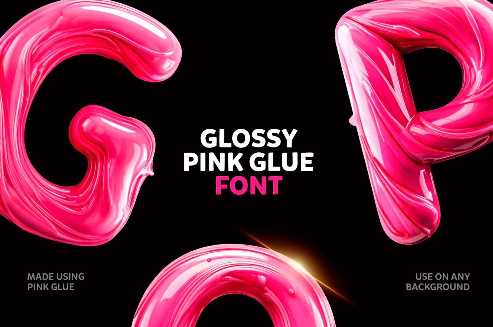 Glossy Pink Glue Font: Geometric 3D Alphabet PNG