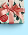 Square Gift Box with Bow Mockup