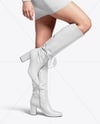 Pair of High-Knee Boots on Women's Legs with Dress Mockup