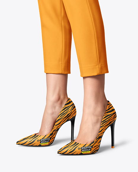Pair of Stilettos on Woman's Legs Mockup - Leggings+Mockup+In+Apparel+Mockups+On+Yellow+Images+Creative+Store