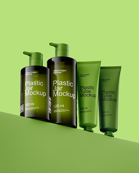 Amber Bottles with Tubes Mockup
