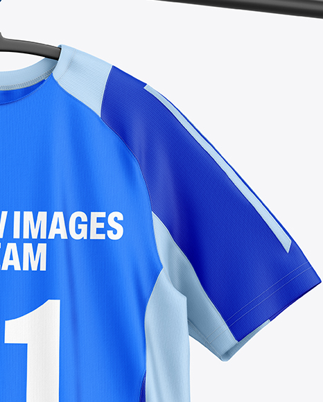 Training Jersey on Hanger Over Wooden Bench Mockup