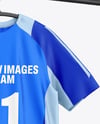 Training Jersey on Hanger Over Wooden Bench Mockup