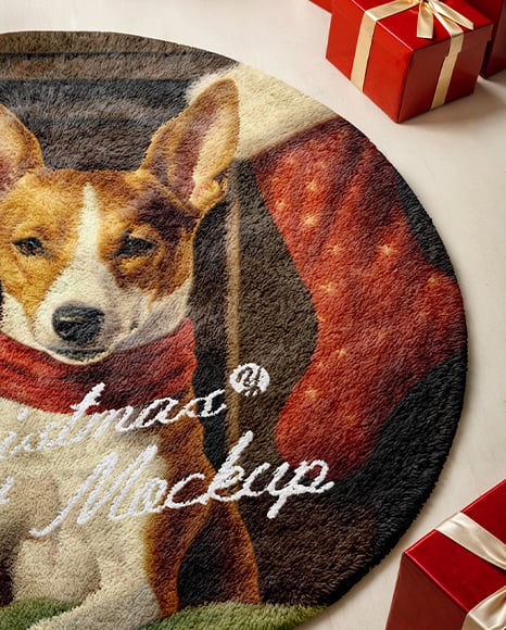 Carpet Near the Christmas Tree Mockup