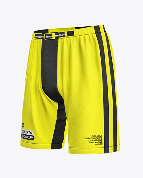 Shell Shorts Mockup - Half Side View - Shorts+Mockup+Half+Side+View+In+Apparel+Mockups+On+Yellow+Images+Object+Mockups