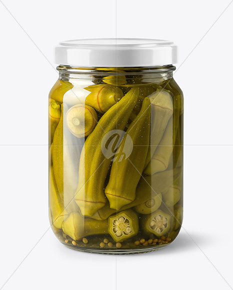 Glass Jar with Pickled Okra Mockup