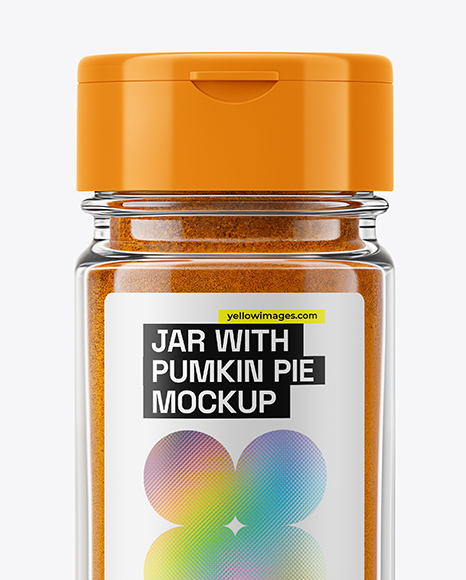 Clear Glass Jar with Pumpkin Pie Spice Mockup
