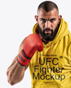 Male UFC Fighter Wearing Sleeveless Hoodie and Shorts Mockups