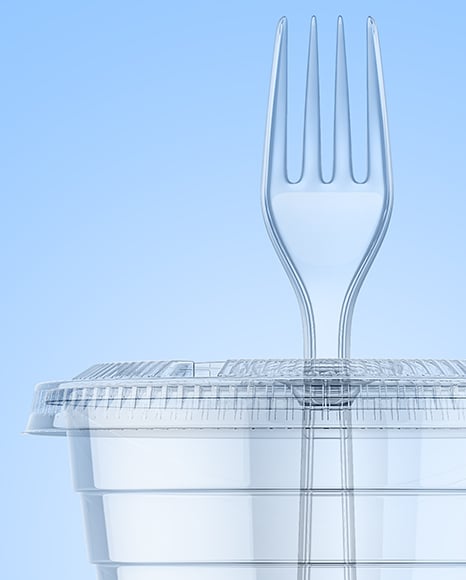 Clear Plastic Dessert Cup with Fork Mockup