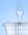 Clear Plastic Dessert Cup with Fork Mockup