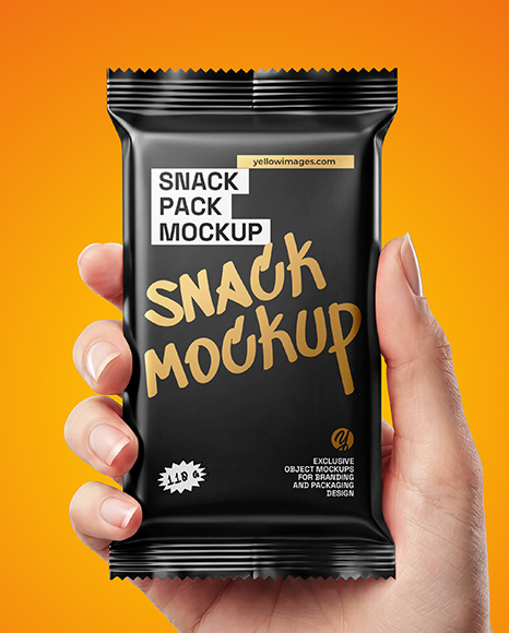 Matte Snack Bar in a Hand Mockup