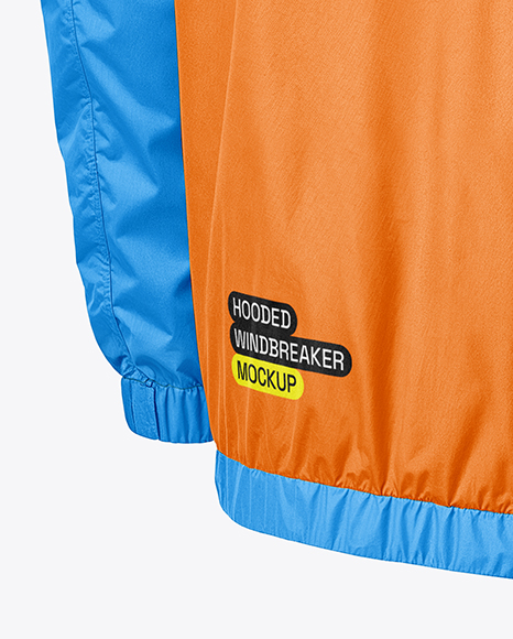Hooded Windbreaker Jacket Mockup - Back Half Side View