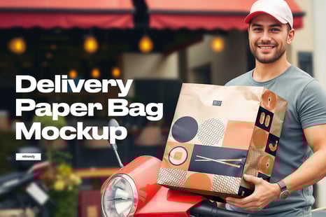 Restaurant Delivery Paper Bag Mockup - Product Mockups
