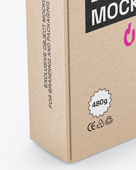 Kraft Paper Box with Plastic Handle Mockup