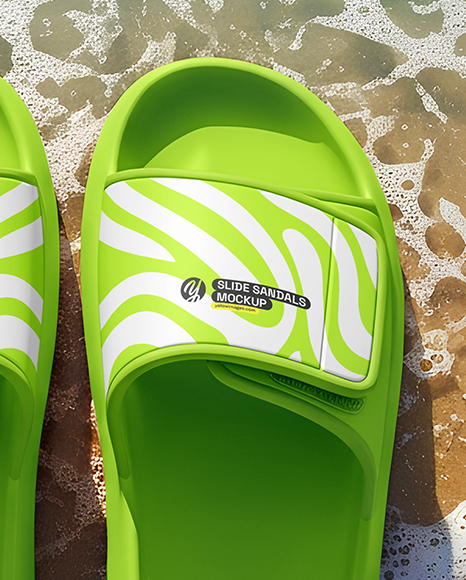 Velcro Slide Sandals on the Beach Mockup