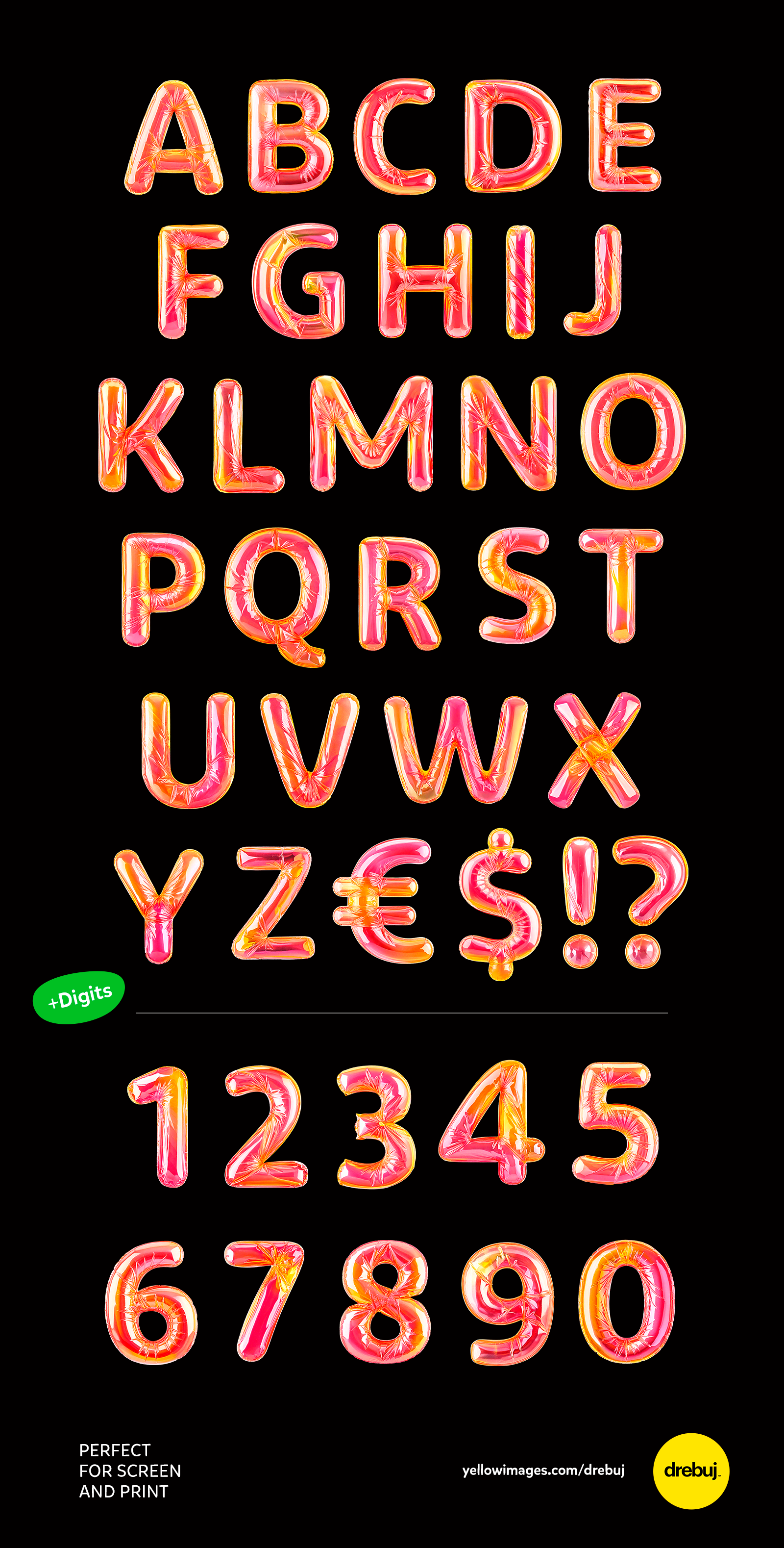 Plastic Bag Font: Geometric 3D Alphabet PNG